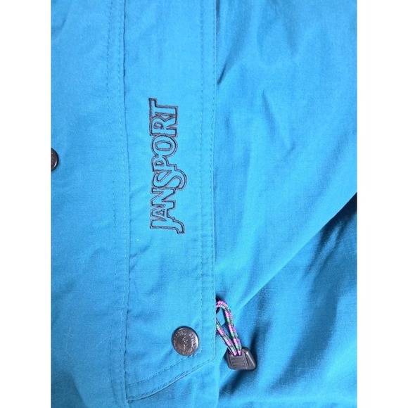 JanSport Ripstop Rain Jacket Men XL BLUE Drawcord Adjustable Waist Hood Full Zip - Picture 9 of 13